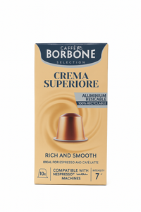 10 קפסולות אלומניום תואם נספרסו CAFFE BORBONE CREMA SUPERIORE חוזק 7 10 קפסולות אלומניום תואם נספרסו CAFFE BORBONE CREMA SUPERIORE חוזק 7