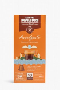 10 קפסולות אלומיניום למכונת נספרסו חוזק 8 Caffe Mauro Avvolgente 10 קפסולות אלומיניום למכונת נספרסו חוזק 8 Caffe Mauro Avvolgente