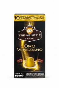 10 קפסולות אלומיניום תואם נספרסו Tre Venezie Caffe Oro Veneziano חוזק 4/5 10 קפסולות אלומיניום תואם נספרסו Tre Venezie Caffe Oro Veneziano חוזק 4/5