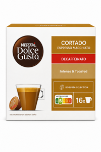 16 קפסולות Dolce Gusto Cortado Espresso Macchiato Decaffeinato (ללא קפאין) 16 קפסולות Dolce Gusto Cortado Espresso Macchiato Decaffeinato (ללא קפאין)